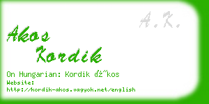 akos kordik business card